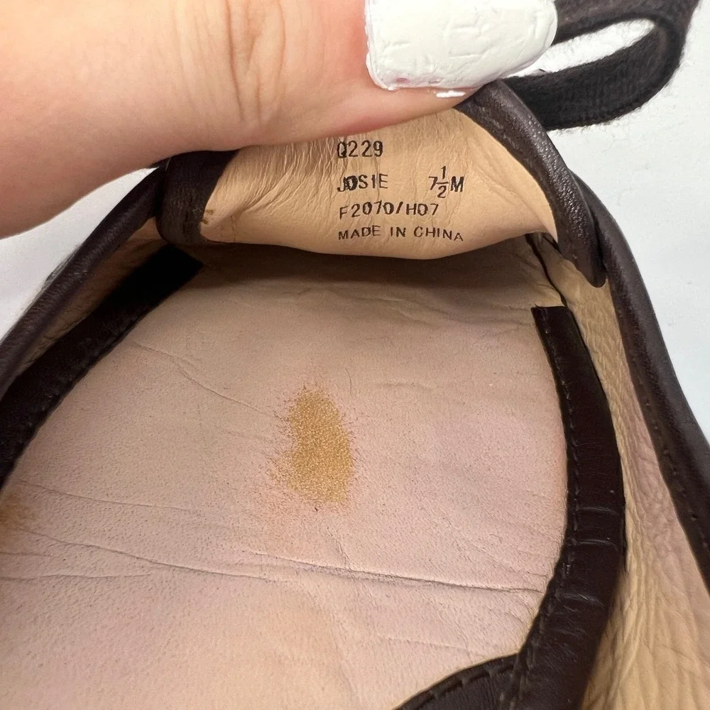 Y2K Coach Vintage Ballet Flats 7.5 Brown Monogram Lace Front Canvas Leather
